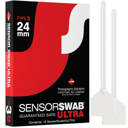 Picture of Sensor Swab Ultra 24mm Swabs - Camera Sensor Cleaner Swabs for Cleaning Full Frame Mirrored or Mirrorless SLR & DSLR Cameras. Canon, Nikon, Sony - Sensor Dust & Oil Remover (Pack of 12)
