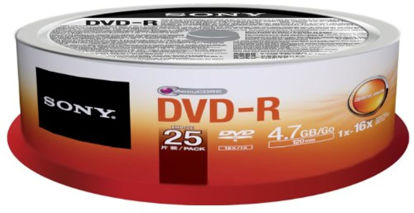 Picture of Sony 25DMR47SP 16x DVD-R 4.7GB Recordable DVD Media - 25 Pack Spindle