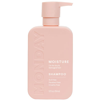Picture of MONDAY HAIRCARE Moisture Shampoo 12oz for Dry, Coarse, Stressed, Coily and Curly Hair, Made from Coconut Oil, Rice Protein, Shea Butter, & Vitamin E, 100% Recyclable Bottles (350ml) (10426)