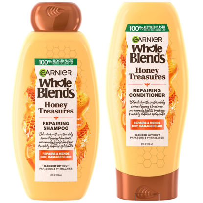Picture of Garnier Whole Blends Honey Treasures Repairing Shampoo and Conditioner Set for Dry, Damaged Hair, 22 Fl Oz (2 Items), 1 Kit (Packaging May Vary)