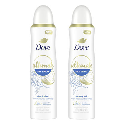 Picture of Dove Ultimate Dry Spray Antiperspirant Coconut And Sandalwood 2 Count For 72-Hour Sweat And Odor Protection With Triple Moisturizer Technology 3.8oz