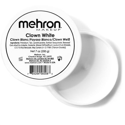 Picture of Mehron Makeup Clown White Professional Face Paint Cream Makeup | White Face Paint Makeup for Stage, Film, Cosplay, & Mime | Halloween Clown Makeup 7 oz (198g)