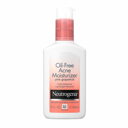 Picture of Neutrogena Oil Free Acne Facial Moisturizer with.5% Salicylic Acid Acne Treatment, Pink Grapefruit Acne Fighting Face Lotion for Breakouts, Non-Greasy & Non-Comedogenic, 4 fl. oz