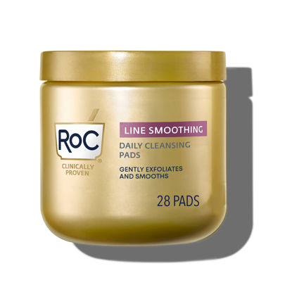 Picture of RoC Resurfacing Disks, Hypoallergenic Exfoliating Makeup Remover Pads for Wrinkles and Skin Tone, Hypo-Allegenic Skin Care, Oil-Free Daily Cleanser, 28 Count (Packaging May Vary)