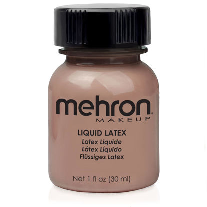 Picture of Mehron Makeup Liquid Latex | SFX Makeup | Halloween Latex Makeup | Latex Glue for Skin | Prosthetic Glue 1 fl oz (30 ml) (Dark Flesh)