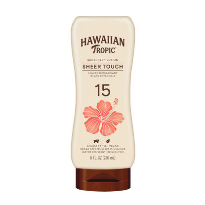 Picture of Hawaiian Tropic Sheer Touch Lotion Sunscreen SPF 15, 8oz | Hawaiian Tropic Sunscreen SPF 15, Sunblock, Broad Spectrum Sunscreen, Oxybenzone Free Sunscreen, Body Sunscreen SPF 15, 8oz