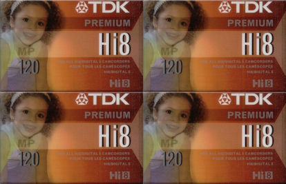 Picture of TDK Hi8 Premium Video Cassettes, 120 minutes, Pack of 4