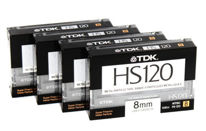 Picture of 8mm Metal Particle Cassette Tape TDK HS120 120 Minute Blank Camcorder 4 Pack Hi8 and Digital 8 Compatible