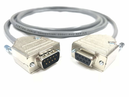 Picture of 1 Foot DB9 Male to Female RS232 Extension Serial Cable - 24 AWG with Grey PVC Jacket - Made in USA by Custom Cable Connection