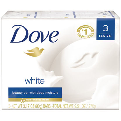 Picture of Dove Beauty Bar Gentle Skin Cleanser Moisturizing for Gentle Soft Skin Care Original Made With 1/4 Moisturizing Cream 3.17 oz, 3 Bars