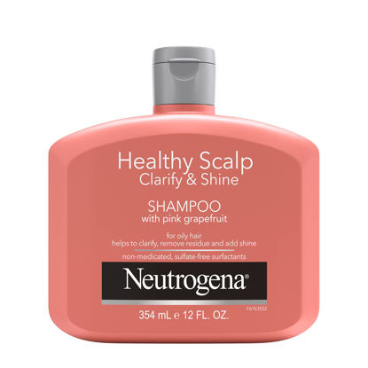 Picture of Neutrogena Exfoliating Healthy Scalp Clarify & Shine Shampoo for Oily Hair and Scalp, Anti-Residue Shampoo with Pink Grapefruit, pH-Balanced, Paraben & Phthalate-Free, Color-Safe, 12oz