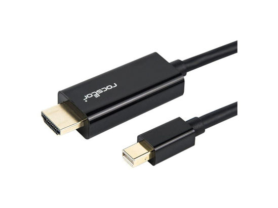 Picture of Rocstor Y10C197-B1 Premium Mini DisplayPort to HDMI Cable - 10 ft. (3m) - 4K/2K - for MacBook, MacBook Pro, MacBook Air, Mac Mini, Ultrabook, Projector, Desktop Computer, Black