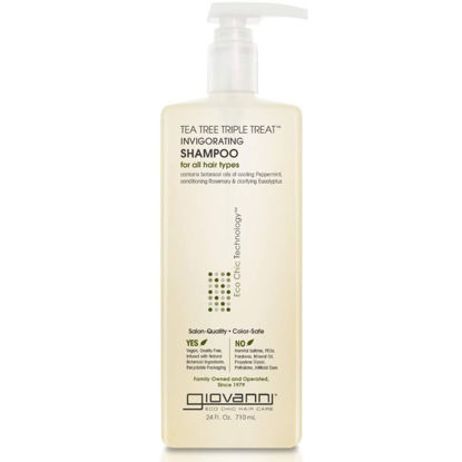 Picture of GIOVANNI Tea Tree Triple Treat Invigorating Shampoo - Cooling Peppermint, Eucalyptus & Rosemary, Helps Strengthen & Rejuvenate Hair & Scalp, Salon Quality, Paraben Free, Tea Tree Shampoo - 24 oz