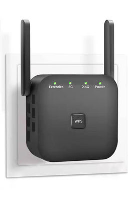 Picture of 2022 Newest WiFi Extender, WiFi Booster, WiFi Repeater，Covers Up to 5000 Sq.ft and 40 Devices, Internet Booster - with Ethernet Port, Quick Setup, Home Wireless Signal Booster (Black)