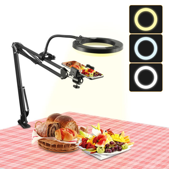 GetUSCart Wisamic Overhead Camera Mount with Ring Light for Desk Video