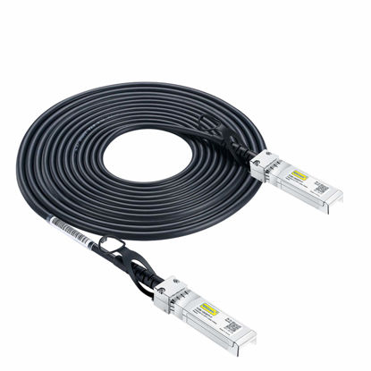 Picture of 10Gtek# SFP+ DAC Twinax Cable, Passive, Compatible with Cisco SFP-H10GB-CU5M, Ubiquiti UniFi, Fortinet and More, 5 Meter(16.4ft)