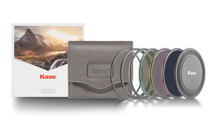Picture of Kase Wolverine Revolution 67mm Pro ND Filter Kit Magnetic Shockproof Tempered Optical Glass w Color Coded Rings inc CPL ND8 ND64 ND1000 Lens Cap & Case