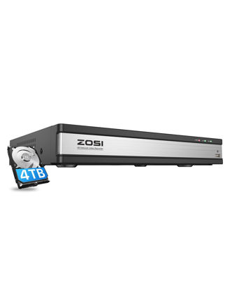 Picture of ZOSI 4K 16 Channel PoE NVR System with 4TB HDD for 24/7 Recording, Playback, Remote Access, Motion Detection, H.265+ Network Video Recorder only Work with ZOSI 2MP/4MP/5MP/8MP PoE IP Cameras