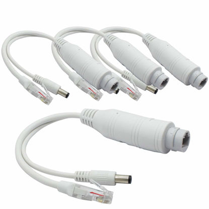 Picture of ANVISION 4-Pack Active 48V to 12V Waterproof PoE Splitter Adapter, IEEE 802.3af Compliant 10/100Mbps, for IP Camera AP Voip Phone and More, White