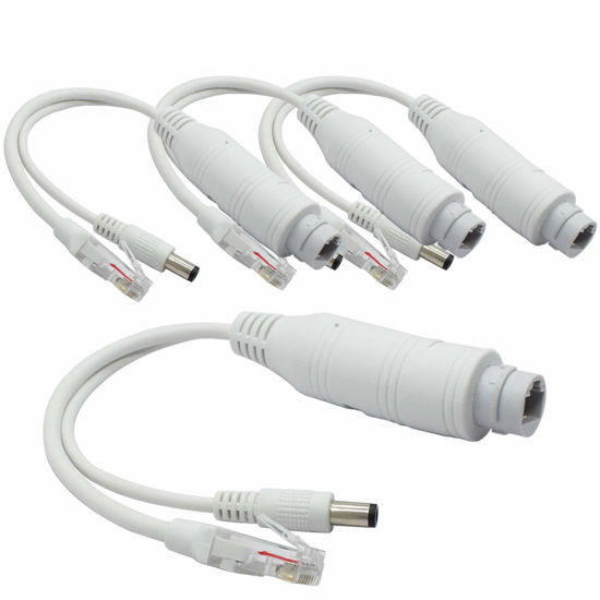 Picture of ANVISION 4-Pack Active 48V to 12V Waterproof PoE Splitter Adapter, IEEE 802.3af Compliant 10/100Mbps, for IP Camera AP Voip Phone and More, White