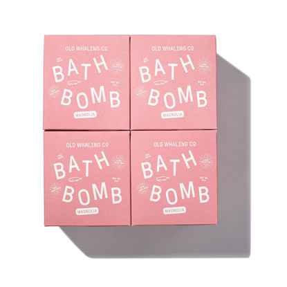 Picture of Old Whaling Co Magnolia Bath Bomb - Set of 4 - Handmade Bath Soak with Epsom Salts - Cleansing, Soothing and Moisturizing Fizz - Magnolia Blossom and Sweet Peony Scent, 8 oz