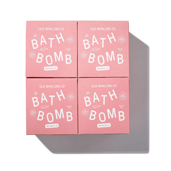 Picture of Old Whaling Co Magnolia Bath Bomb - Set of 4 - Handmade Bath Soak with Epsom Salts - Cleansing, Soothing and Moisturizing Fizz - Magnolia Blossom and Sweet Peony Scent, 8 oz