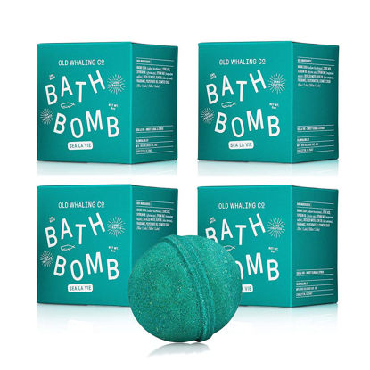 Picture of Old Whaling Co Sea la Vie Bath Bomb - Set of 4 - Handmade Bath Soak with Epsom Salts - Cleansing, Soothing and Moisturizing Fizz - Rose, Apple and Jasmine Scent, 8 oz