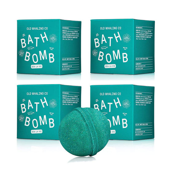 Picture of Old Whaling Co Sea la Vie Bath Bomb - Set of 4 - Handmade Bath Soak with Epsom Salts - Cleansing, Soothing and Moisturizing Fizz - Rose, Apple and Jasmine Scent, 8 oz