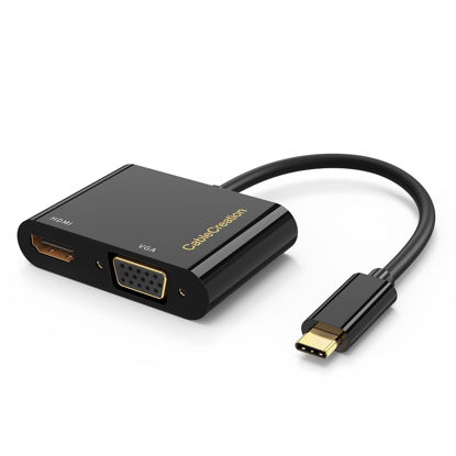 Picture of USB C to HDMI VGA Adapter, CableCreation VGA to USB-C Adapter, Type C VGA Multiport Adapter Compatible with Galaxy S22 Ultra, MacBook Pro, XPS 13, iPad Pro 2020, Yoga 910, Surface Pro/Go, Pixel, 2Pack