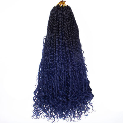 Picture of Beverlee 24 Inch 8 Packs Boho Box Braids Goddess Box Braids Crochet Hair Bohemian Hippie Braids Braiding Hair Box Braids with Curly Ends Messy Pre-looped Synthetic Crochet Hair for Black Women 23#