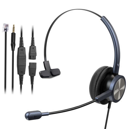 Picture of MAIRDI Phone Headset with RJ9 Jack & 3.5mm Connectors for Call Center Office Deskphone Cell Phone PC Laptop, Landline Telephone Headset with Microphone Noise Canceling for Polycom Avaya Nortel