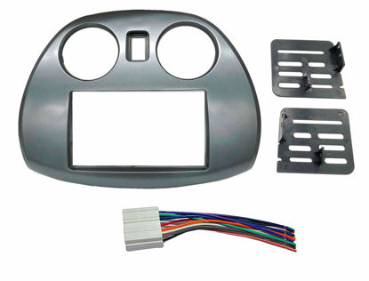 Picture of Radio Stereo Double 2 Din Dash Install Kit Mount Trim Bezel w/Wiring Harness and Factory Blue LED Compatible with Mitsubishi Eclipse