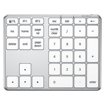 Picture of iClever Number Pad for Laptop, Bluetooth Number Pad, USB-C Charge, Aluminum Build, Multi-Device Wireless Number pad for Data Entry, Compatible with Mac, iMac, Tablet, Laptop, PC Desktop