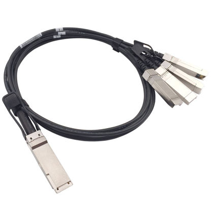 Picture of 1M QSFP+ to 4 SFP+ DAC Breakout Cable, Wiitek 40G QSFP+ Direct Attach Copper Cable, 30AWG Black, for Arista CAB-Q-S-1M