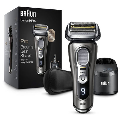 Picture of Braun Electric Razor for Men, Series 9 Pro 9465cc Wet & Dry Electric Foil Shaver with ProLift Beard Trimmer, Cleaning & Charging SmartCare Center, Noble Metal