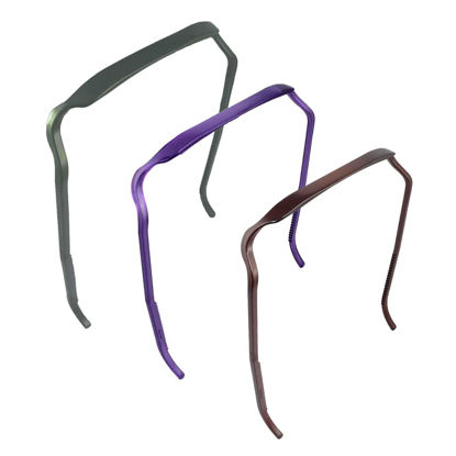 Picture of Zazzy Bandz: Thick Curly Hair - Large Headband - 3 Pack Collection (Relaxed; Olive, Purple Translucent, Espresso)