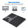 Picture of Wireless Numeric Keypad, Rechargeable Aluminum Alloy 34 Keys Mini Bluetooth Numpad, Slim External Numpad Keyboard Data Entry Support Windows, iOS, Android System