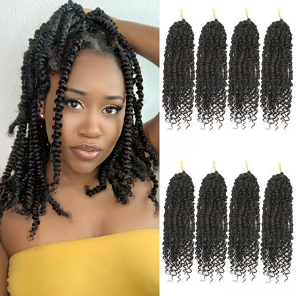 Picture of 8 Packs Pre-twisted Passion Twist Crochet Hair for Crochet 12 Inch Ombre Passion Twist Hair, Short Passion Twists Hair Pre Looped Crochet Passion Twist Braids #2