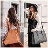 Picture of Missnine Laptop Bag for Women 15.6 inch Work Tote Bags PU Leather Professional Computer Briefcase for Office, Business，Brown