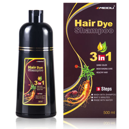 Picture of Ivnil MEIDU Instant Hair Color Shampoo Chestnut Brown Hair Dye Shampoo for Women & Men 3 in 1- Herbal Ingredients Coloring Shampoo in Minutes 500ML