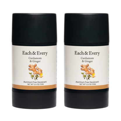 Picture of Each & Every 2-Pack Natural Aluminum-Free Deodorant for Sensitive Skin with Essential Oils, Plant-Based Packaging (Cardamom & Ginger, 2.5 Ounce (Pack of 2))