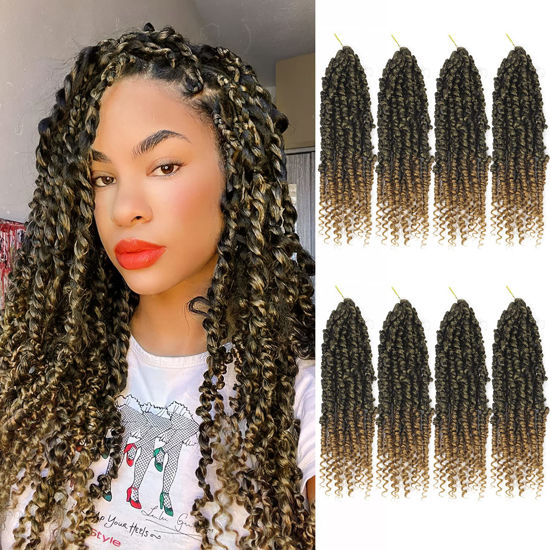 Picture of Passion Twist Hair 8 Packs Pretwisted Passion Twist Crochet Hair 14 Inch Crochet Hair Passion Twists, Short Passion Twists Hair Pre Looped Synthetic Passion Twist Crochet Braids T27