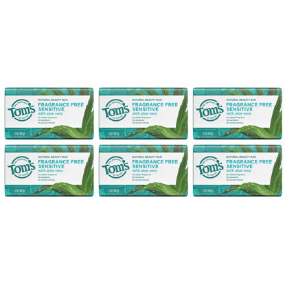 Picture of Tom's of Maine Natural Beauty Bar Soap for Sensitive Skin With Aloe Vera, Fragrance-Free, 5 oz. 6-Pack (Packaging May Vary)