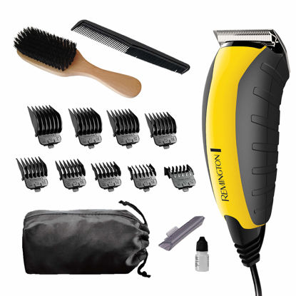 Picture of Remington HC5855 Virtually Indestructible Haircut Kit & Beard Trimmer, Hair Clippers for Men (15 pieces) , Yellow