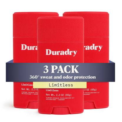 Picture of Duradry AM Deodorant & Antiperspirant - Prescription Strength Deodorant for Hyperhidrosis, Antiperspirant for Women & Men, Armpit Sweat Protection, Silicone-free - Limitless, 2.3 Oz (Pack of 3)