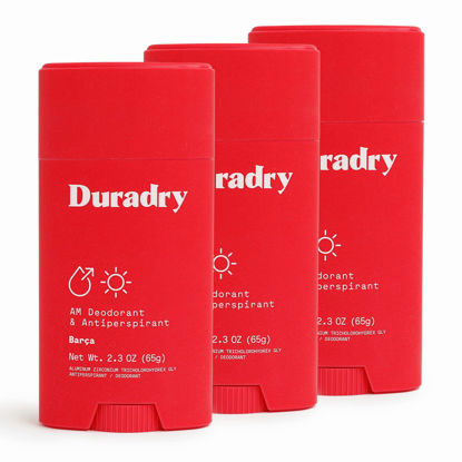 Picture of Duradry AM Deodorant & Antiperspirant - Prescription Strength Deodorant for Hyperhidrosis, Antiperspirant for Women & Men, Armpit Sweat Protection, Silicone-free - Barca, 2.3 Oz (Pack of 3)