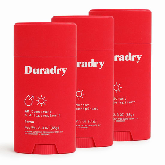 Picture of Duradry AM Deodorant & Antiperspirant - Prescription Strength Deodorant for Hyperhidrosis, Antiperspirant for Women & Men, Armpit Sweat Protection, Silicone-free - Barca, 2.3 Oz (Pack of 3)