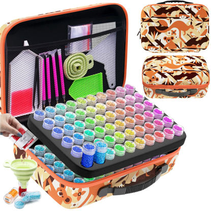 Picture of ARTDOT Diamond Painting Storage Containers, 120 Slots Diamond Painting Kits Accessories and Tools Portable Diamond Painting Organizer Case for 5D Diamond Beads Jewelry Rings (Orange)