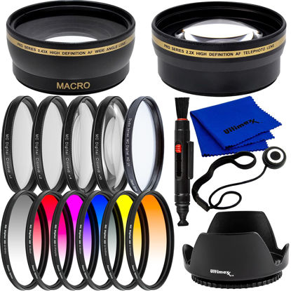 Picture of Ultimaxx 49mm Filter Accessory Kit for Canon EOS M6, EOS M6 Mark II, EOS M50, EOS M50 Mark II, EOS M100, EOS M200 & More - Includes: 6PC Gradual Color Filter Kit, 4PC Close-Up Lens Filter Kit & More
