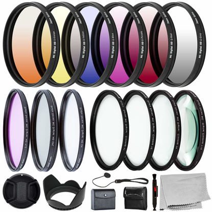 Picture of Ultimaxx 67MM Complete Lens Filter Accessory Kit for Lenses with 67MM Filter Size: 6PC Gradual Color Filter Set + UV CPL FLD Filter Set + Macro Close Up Set (+1 +2 +4 +10)